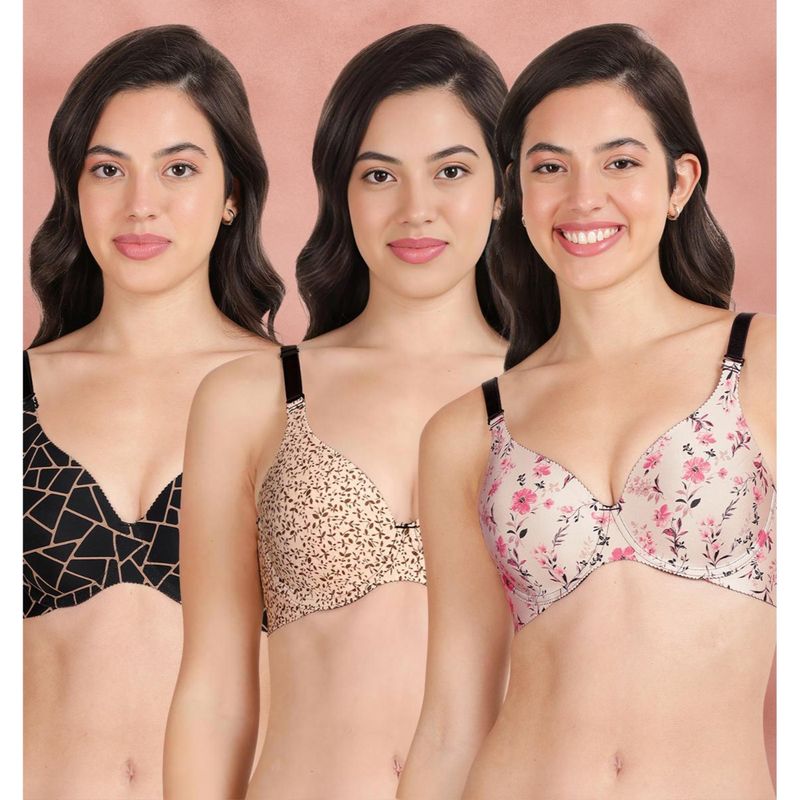 Shyaway Broad Winged Seamless Multiway Wired T-Shirt Bras (Pack of 3) (32B)