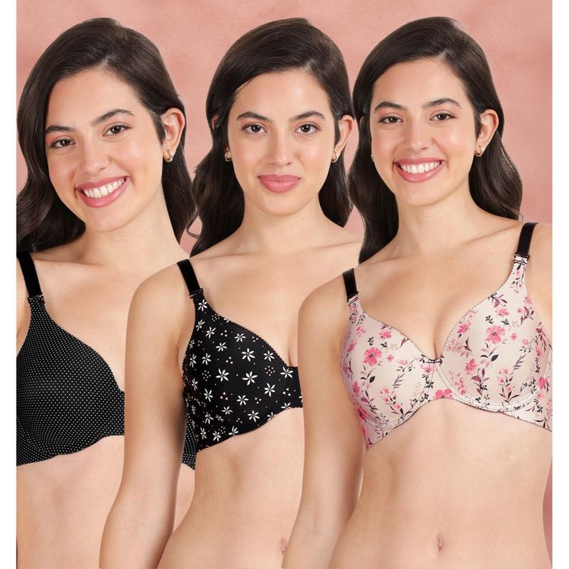 Shyaway Broad Winged Seamless Multiway Wired T-Shirt Bras (Pack of 3) (32B)