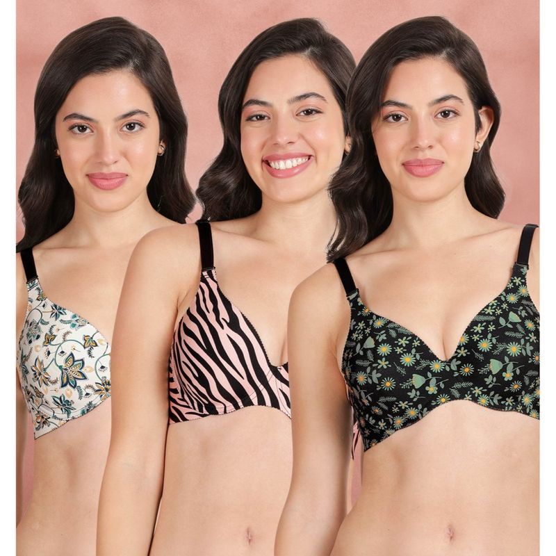 Shyaway Broad Winged Seamless Multiway Wired T-Shirt Bras (Pack of 3) (32B)