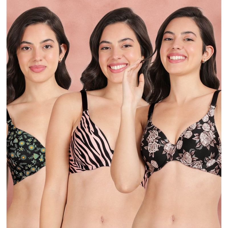 Shyaway Broad Winged Seamless Multiway Wired T-Shirt Bras (Pack of 3) (32B)