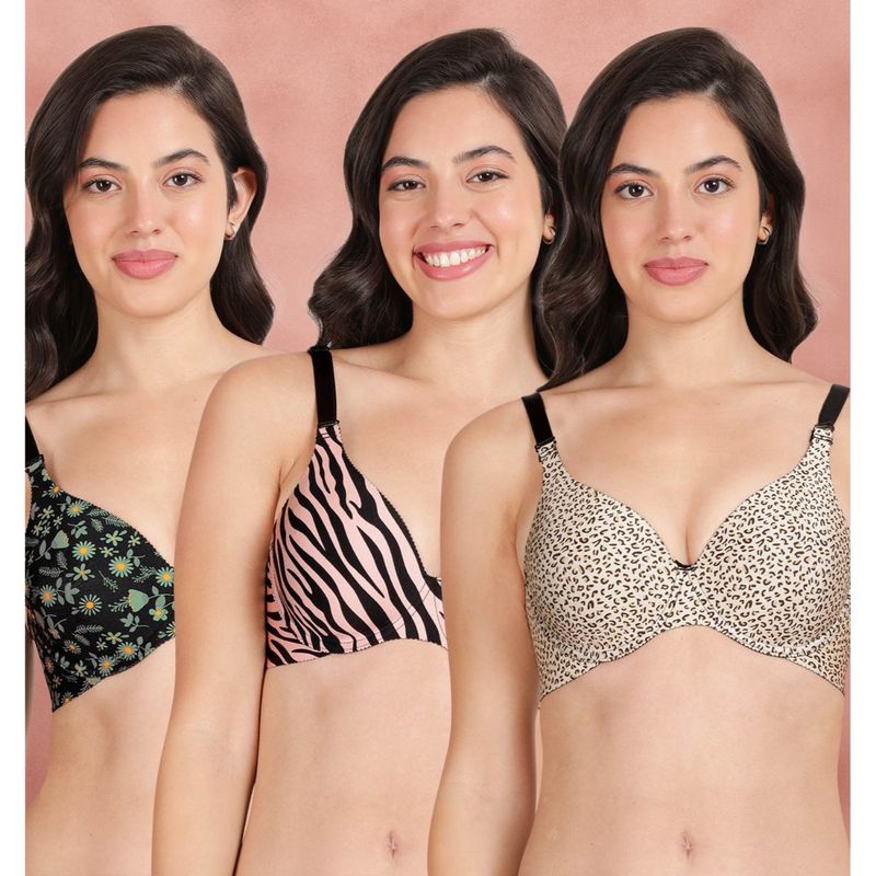 Shyaway Broad Winged Seamless Multiway Wired T-Shirt Bras (Pack of 3) (32B)