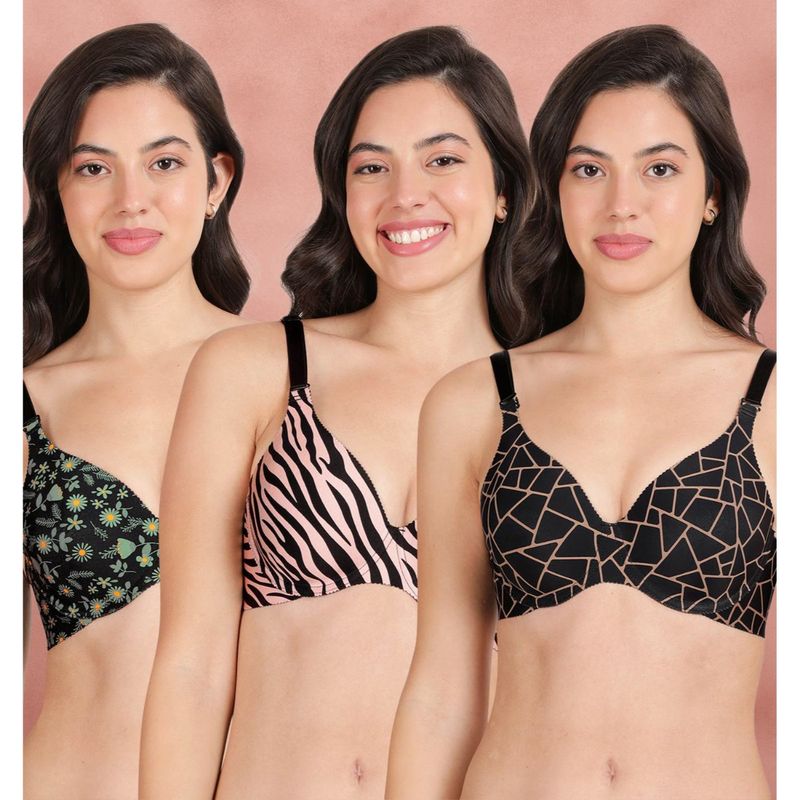 Shyaway Broad Winged Seamless Multiway Wired T-Shirt Bras (Pack of 3) (32B)