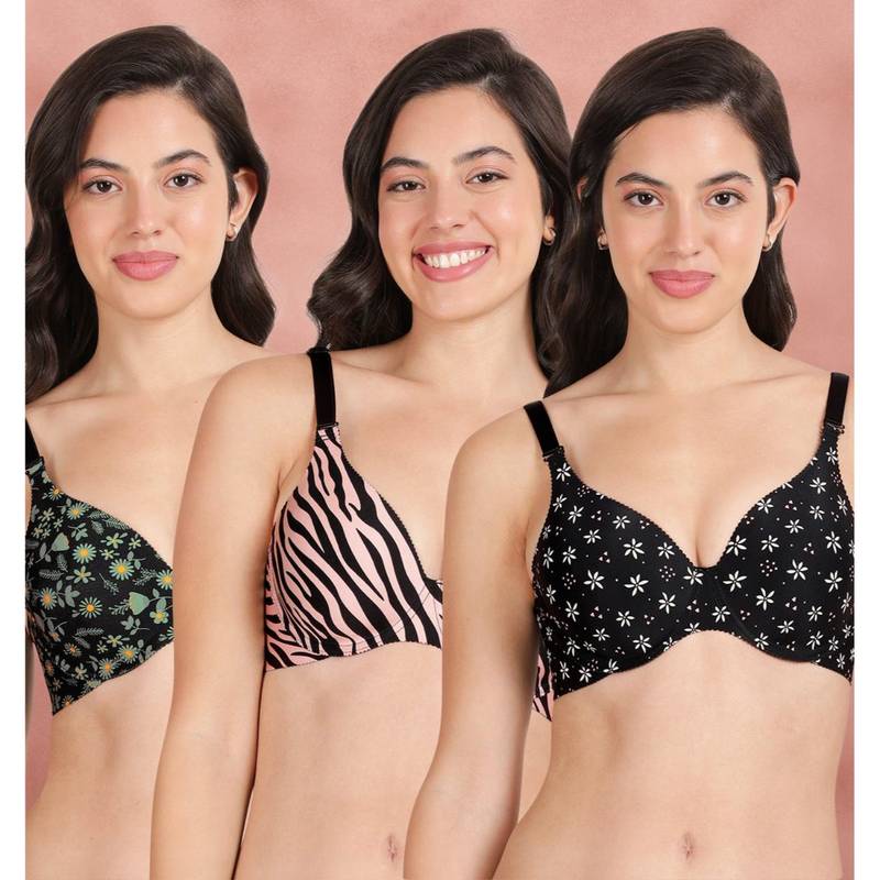 Shyaway Broad Winged Seamless Multiway Wired T-Shirt Bras (Pack of 3) (32B)