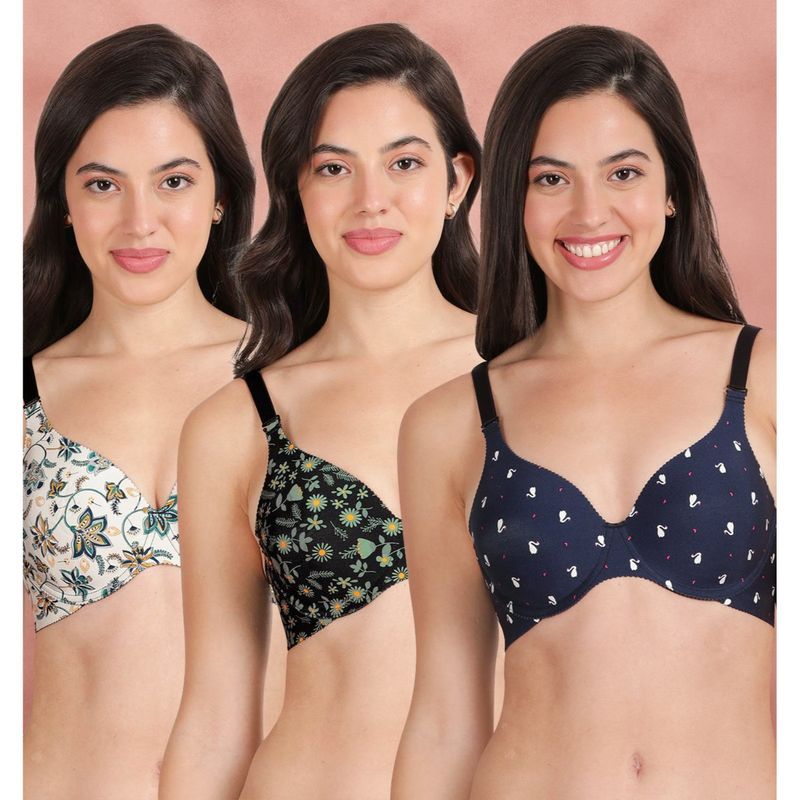 Shyaway Broad Winged Seamless Multiway Wired T-Shirt Bras (Pack of 3) (32B)