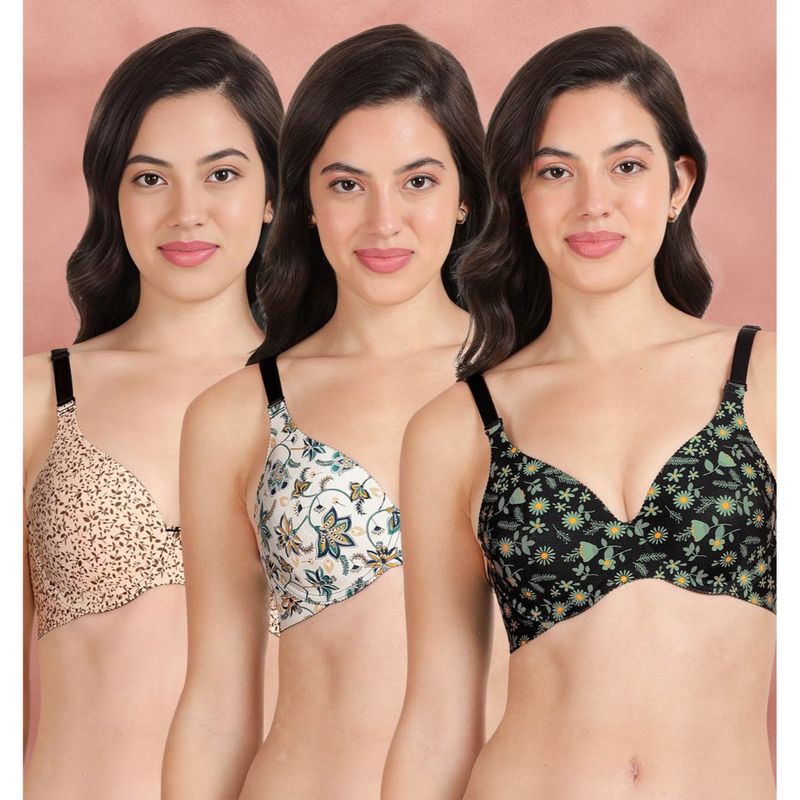 Shyaway Broad Winged Seamless Multiway Wired T-Shirt Bras (Pack of 3) (32B)