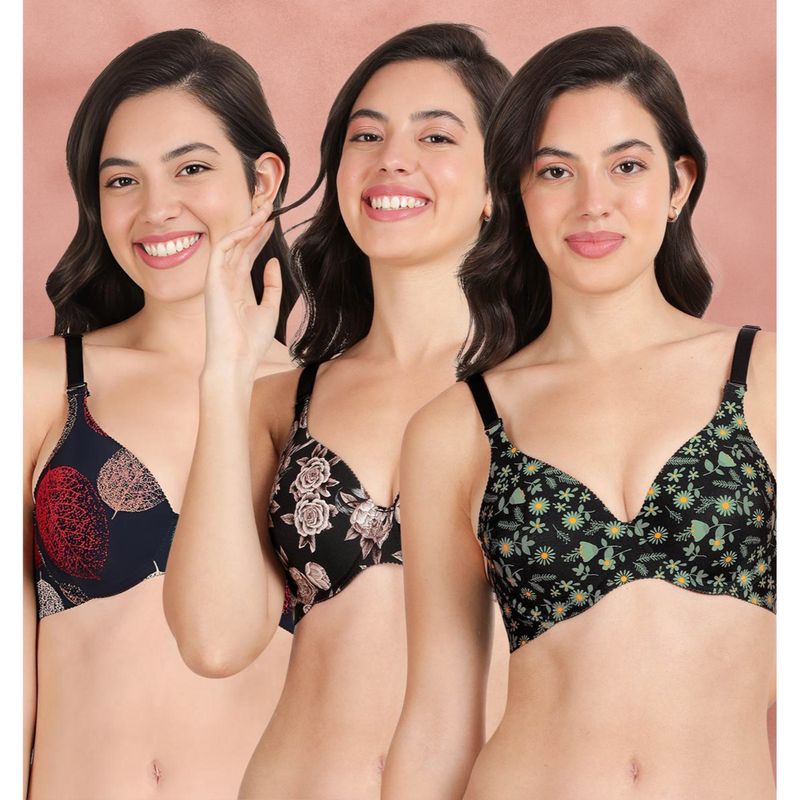 Shyaway Broad Winged Seamless Multiway Wired T-Shirt Bras (Pack of 3) (32B)