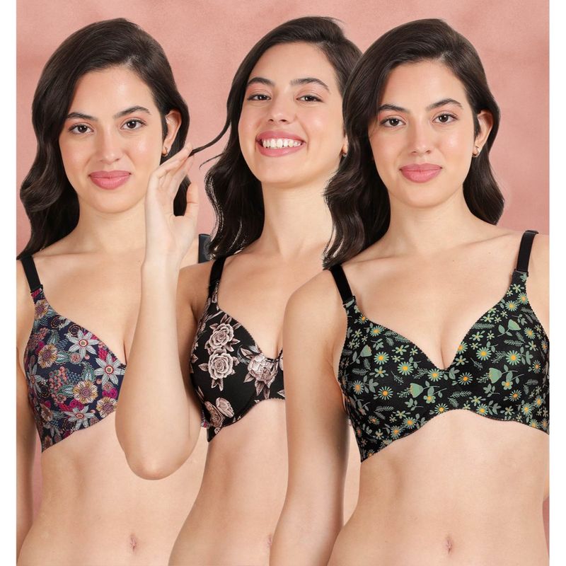 Shyaway Broad Winged Seamless Multiway Wired T-Shirt Bras (Pack of 3) (32B)