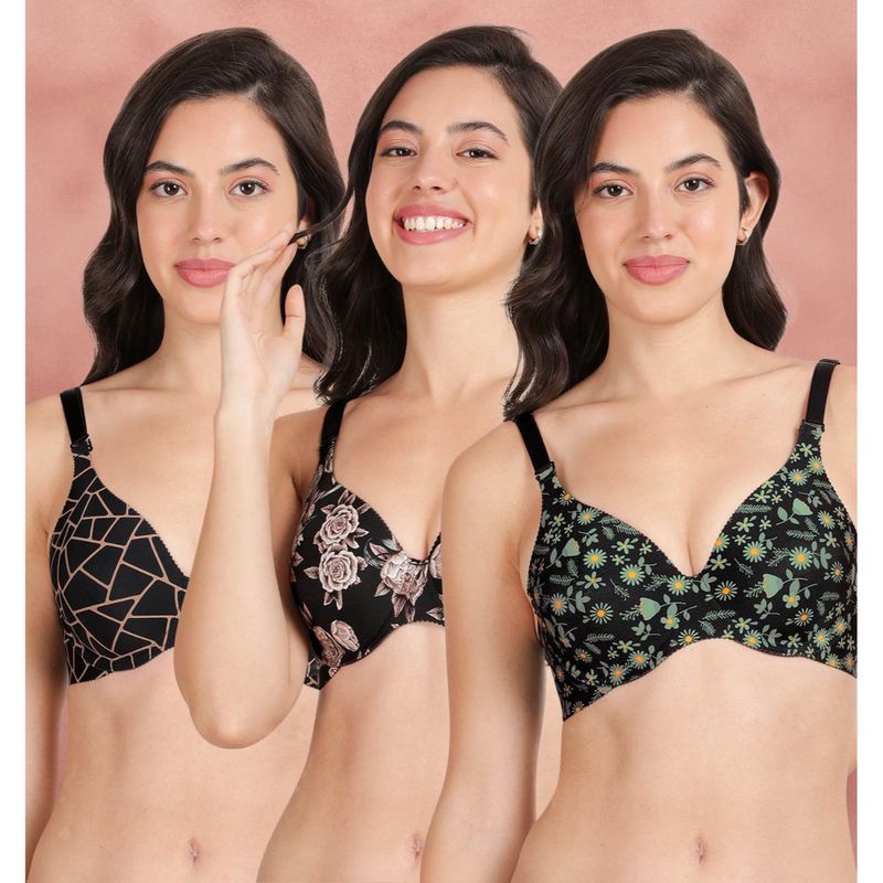 Shyaway Broad Winged Seamless Multiway Wired T-Shirt Bras (Pack of 3) (32B)