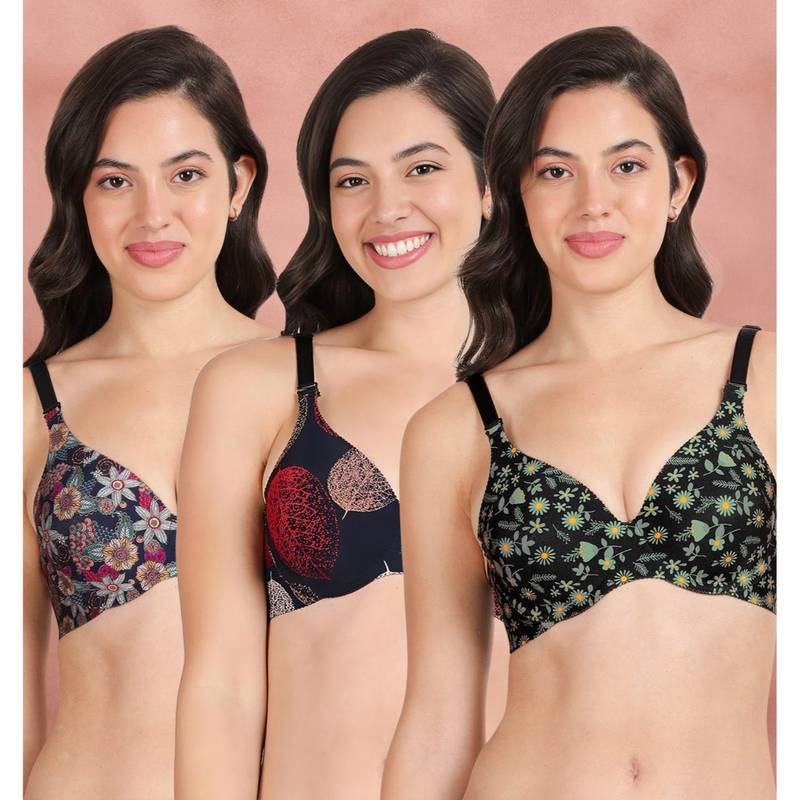 Shyaway Broad Winged Seamless Multiway Wired T-Shirt Bras (Pack of 3) (32B)