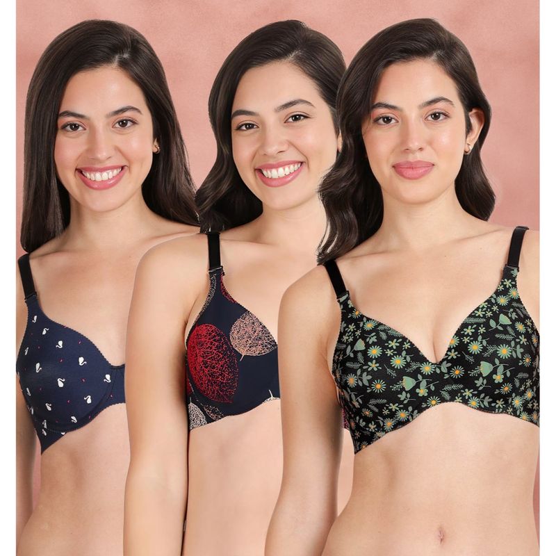 Shyaway Broad Winged Seamless Multiway Wired T-Shirt Bras (Pack of 3) (32B)