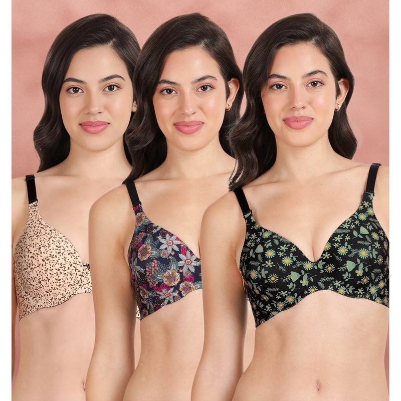 Shyaway Broad Winged Seamless Multiway Wired T-Shirt Bras (Pack of 3) (32B)