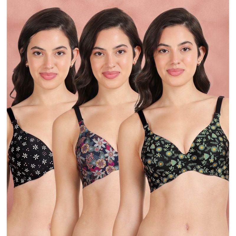 Shyaway Broad Winged Seamless Multiway Wired T-Shirt Bras (Pack of 3) (32B)