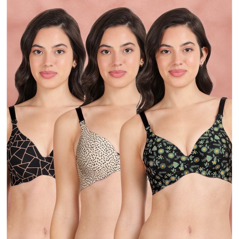 Shyaway Broad Winged Seamless Multiway Wired T-Shirt Bras (Pack of 3) (32B)