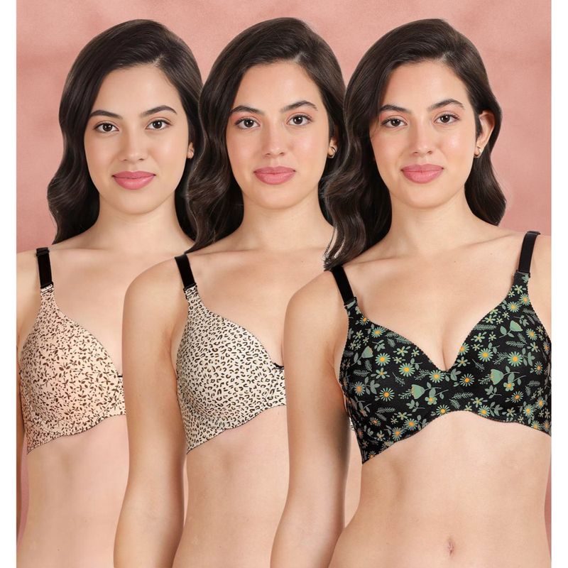 Shyaway Broad Winged Seamless Multiway Wired T-Shirt Bras (Pack of 3) (32B)