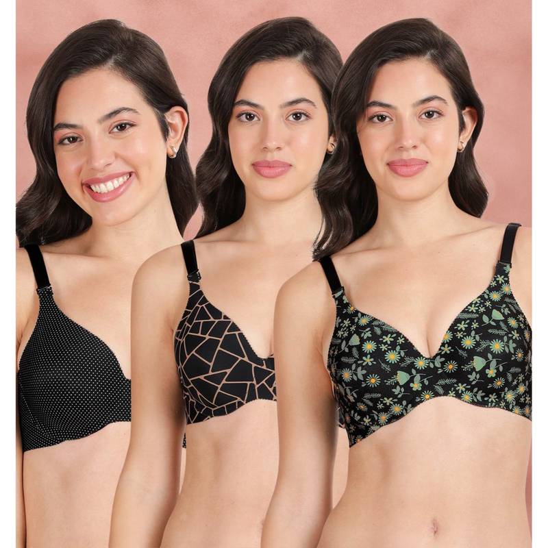 Shyaway Broad Winged Seamless Multiway Wired T-Shirt Bras (Pack of 3) (32B)