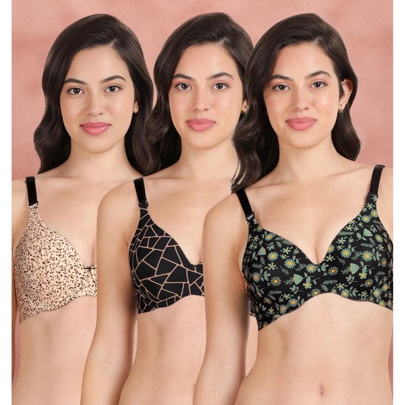 Shyaway Broad Winged Seamless Multiway Wired T-Shirt Bras (Pack of 3) (32B)