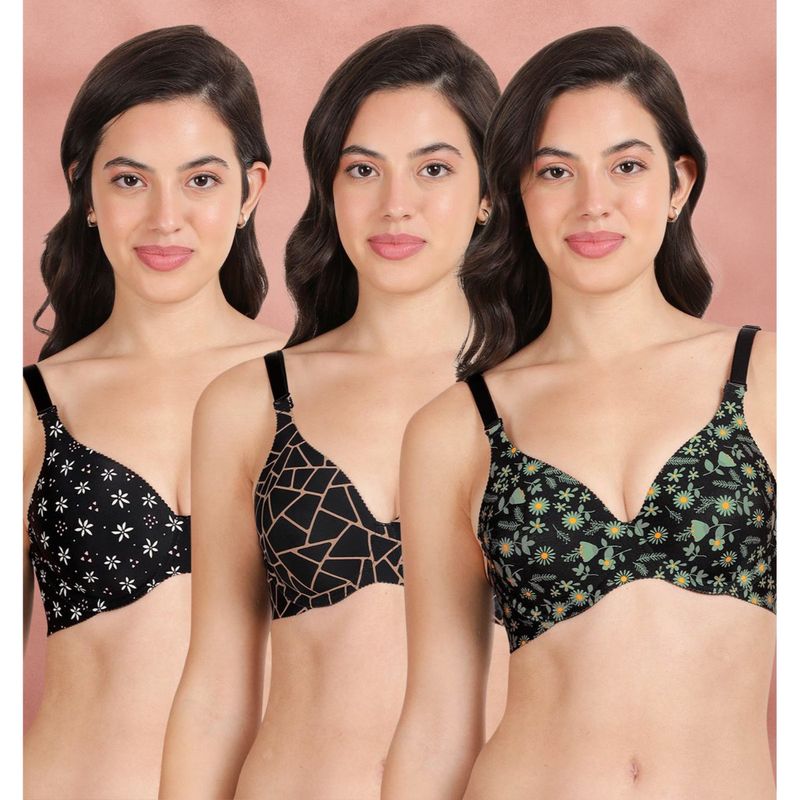 Shyaway Broad Winged Seamless Multiway Wired T-Shirt Bras (Pack of 3) (32B)