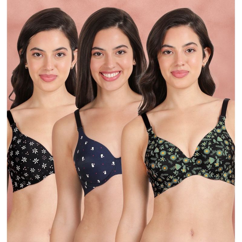 Shyaway Broad Winged Seamless Multiway Wired T-Shirt Bras (Pack of 3) (32B)