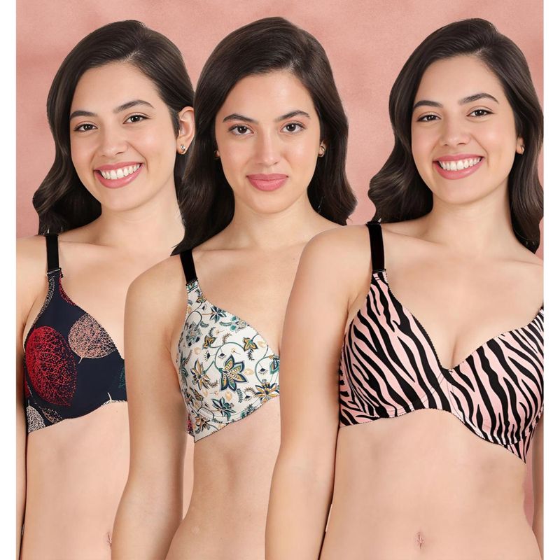 Shyaway Broad Winged Seamless Multiway Wired T-Shirt Bras (Pack of 3) (32B)