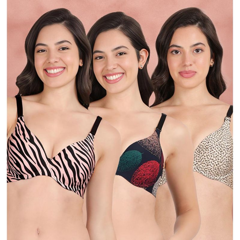 Shyaway Broad Winged Seamless Multiway Wired T-Shirt Bras (Pack of 3) (32B)