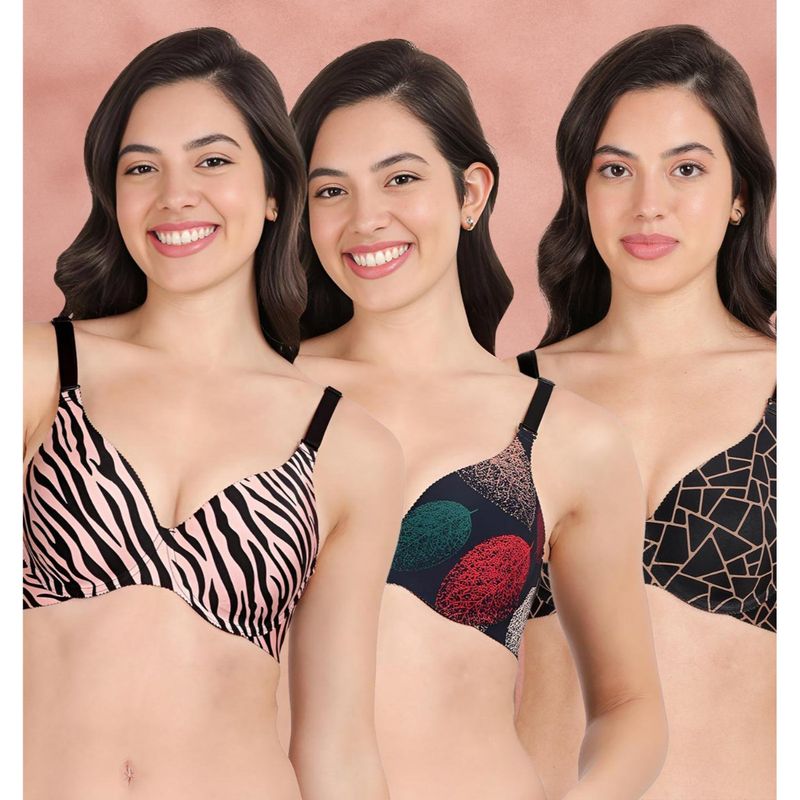Shyaway Broad Winged Seamless Multiway Wired T-Shirt Bras (Pack of 3) (32B)