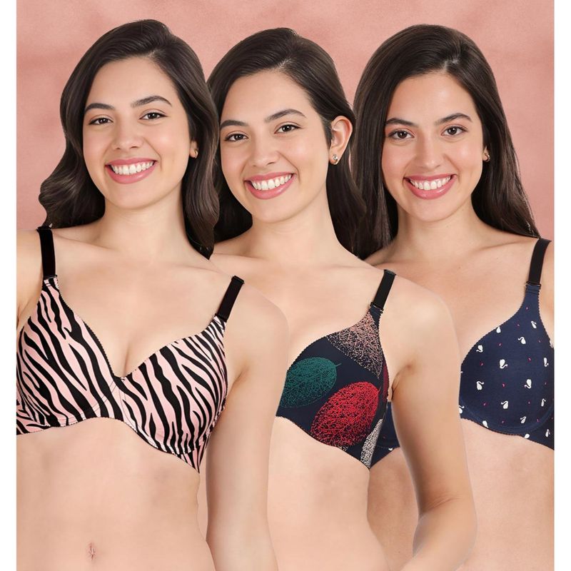 Shyaway Broad Winged Seamless Multiway Wired T-Shirt Bras (Pack of 3) (32B)