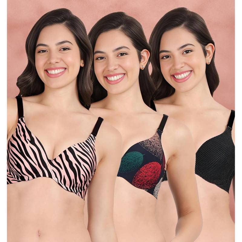 Shyaway Broad Winged Seamless Multiway Wired T-Shirt Bras (Pack of 3) (32B)