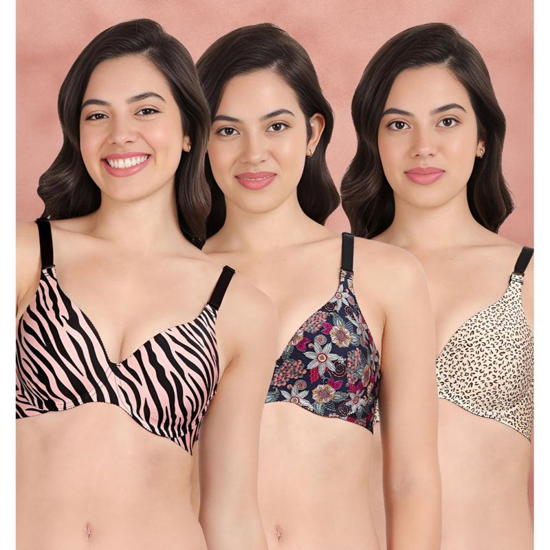 Shyaway Broad Winged Seamless Multiway Wired T-Shirt Bras (Pack of 3) (32B)