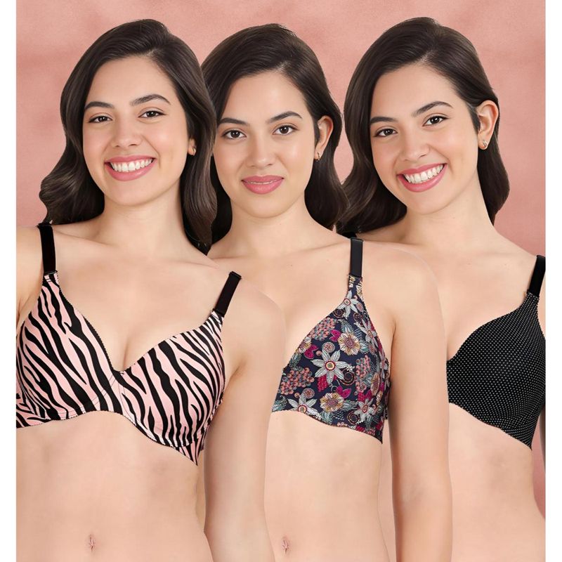 Shyaway Broad Winged Seamless Multiway Wired T-Shirt Bras (Pack of 3) (32B)