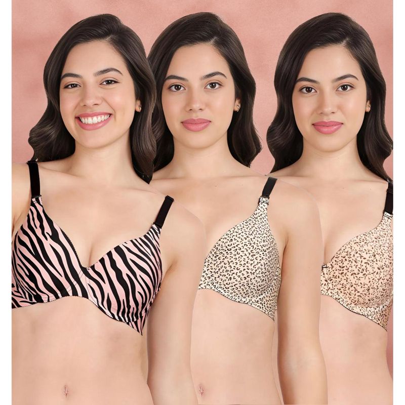 Shyaway Broad Winged Seamless Multiway Wired T-Shirt Bras (Pack of 3) (32B)