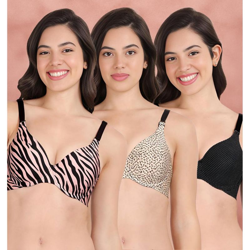 Shyaway Broad Winged Seamless Multiway Wired T-Shirt Bras (Pack of 3) (32B)