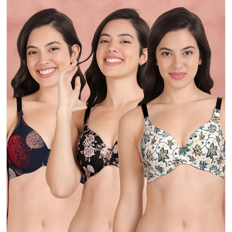 Shyaway Broad Winged Seamless Multiway Wired T-Shirt Bras (Pack of 3) (32B)