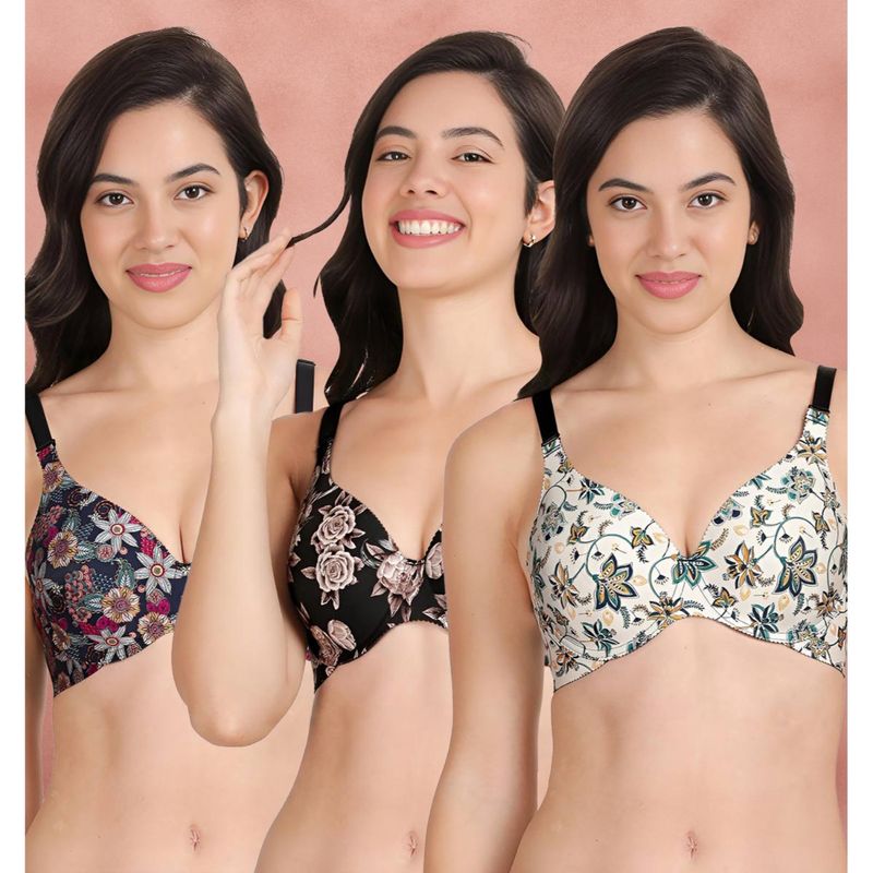 Shyaway Broad Winged Seamless Multiway Wired T-Shirt Bras (Pack of 3) (32B)