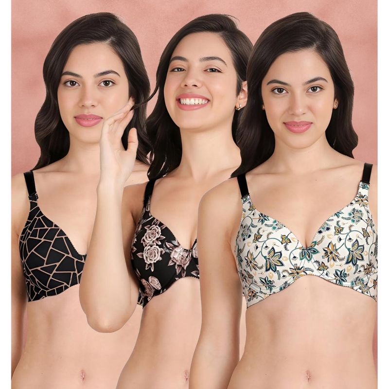 Shyaway Broad Winged Seamless Multiway Wired T-Shirt Bras (Pack of 3) (32B)