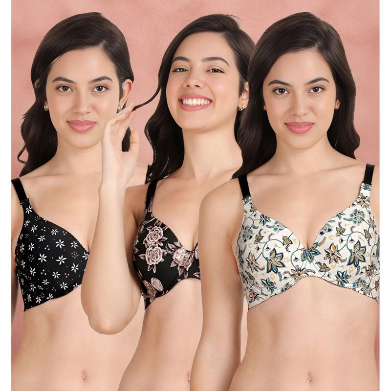 Shyaway Broad Winged Seamless Multiway Wired T-Shirt Bras (Pack of 3) (32B)