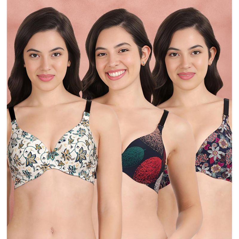 Shyaway Broad Winged Seamless Multiway Wired T-Shirt Bras (Pack of 3) (32B)