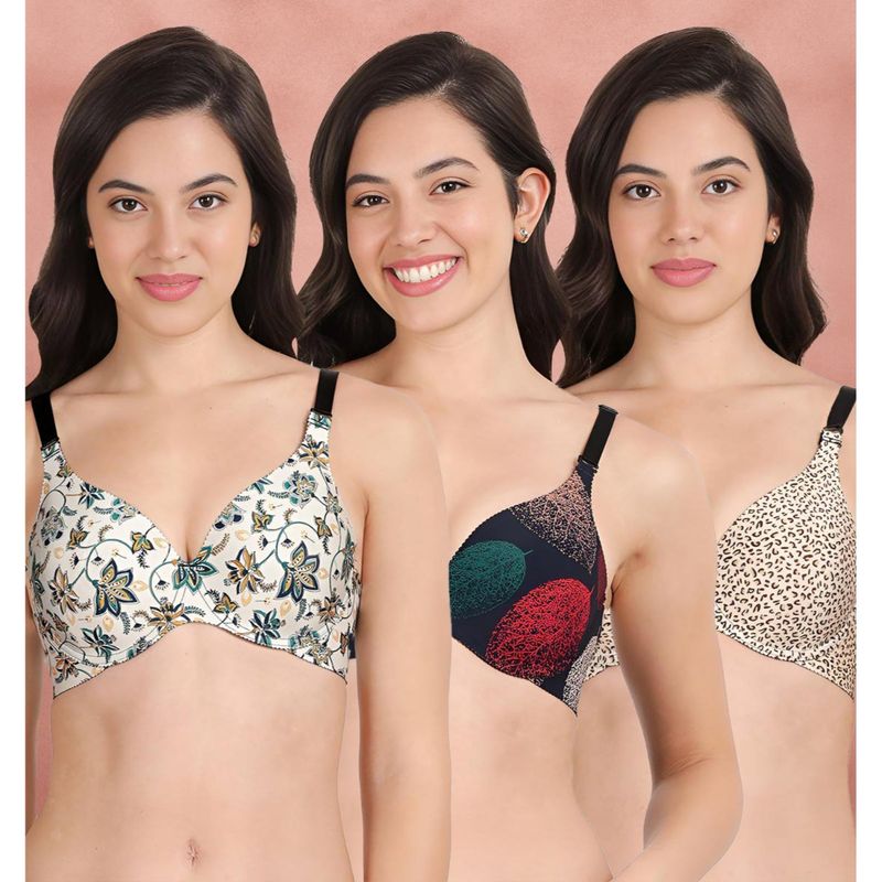 Shyaway Broad Winged Seamless Multiway Wired T-Shirt Bras (Pack of 3) (32B)