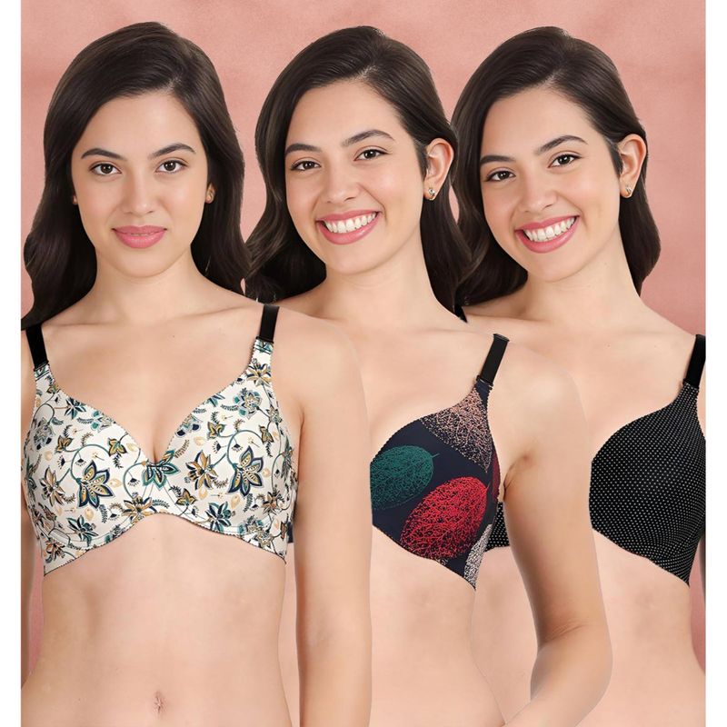 Shyaway Broad Winged Seamless Multiway Wired T-Shirt Bras (Pack of 3) (32B)