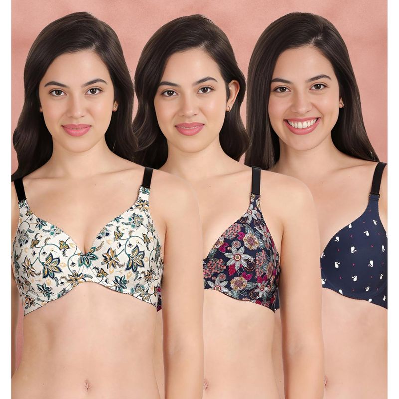 Shyaway Broad Winged Seamless Multiway Wired T-Shirt Bras (Pack of 3) (32B)