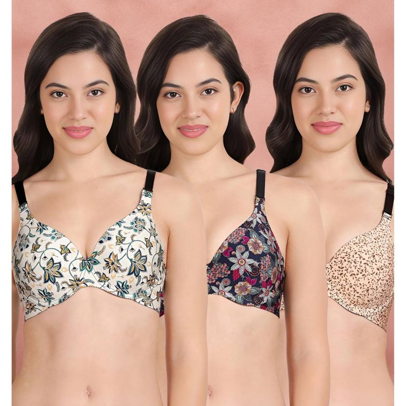 Shyaway Broad Winged Seamless Multiway Wired T-Shirt Bras (Pack of 3) (32B)