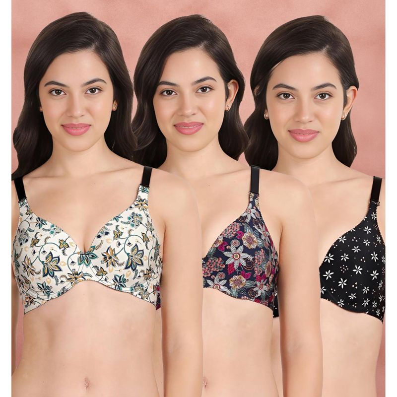 Shyaway Broad Winged Seamless Multiway Wired T-Shirt Bras (Pack of 3) (32B)