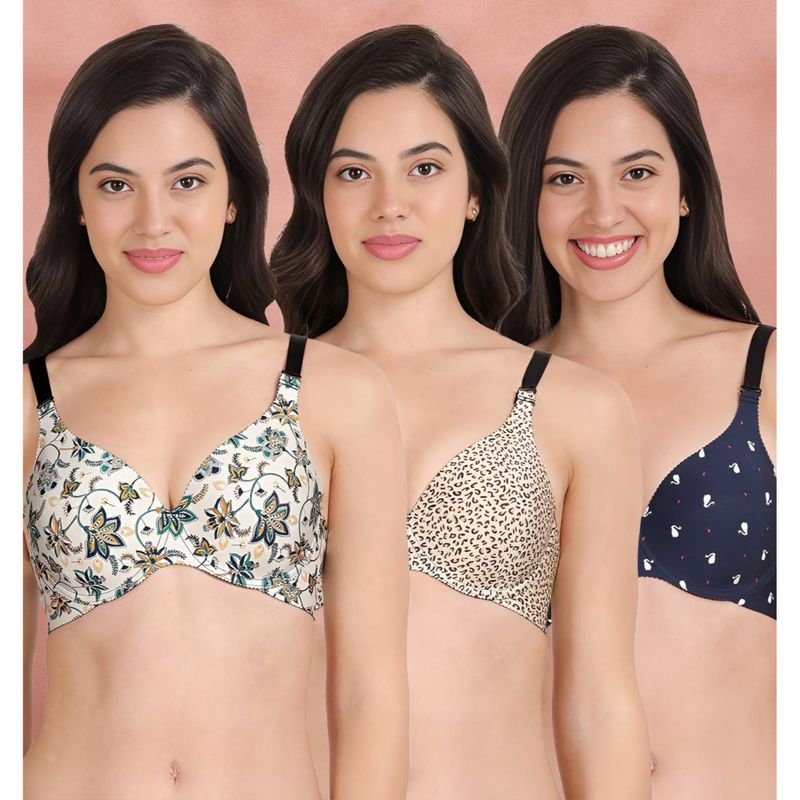 Shyaway Broad Winged Seamless Multiway Wired T-Shirt Bras (Pack of 3) (32B)