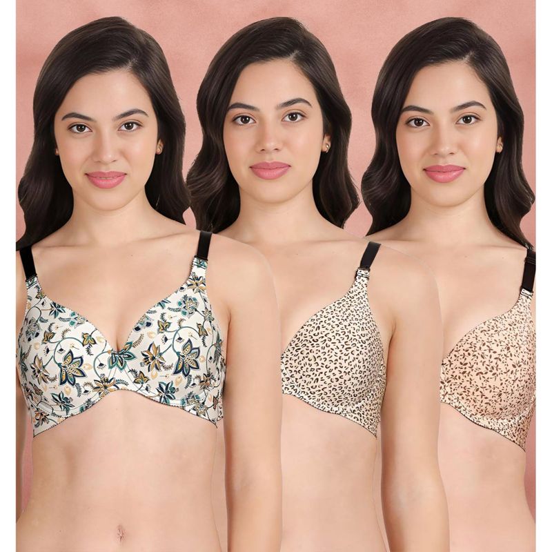 Shyaway Broad Winged Seamless Multiway Wired T-Shirt Bras (Pack of 3) (32B)