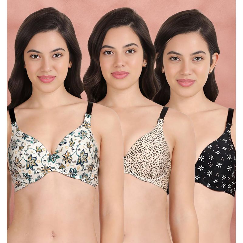 Shyaway Broad Winged Seamless Multiway Wired T-Shirt Bras (Pack of 3) (32B)