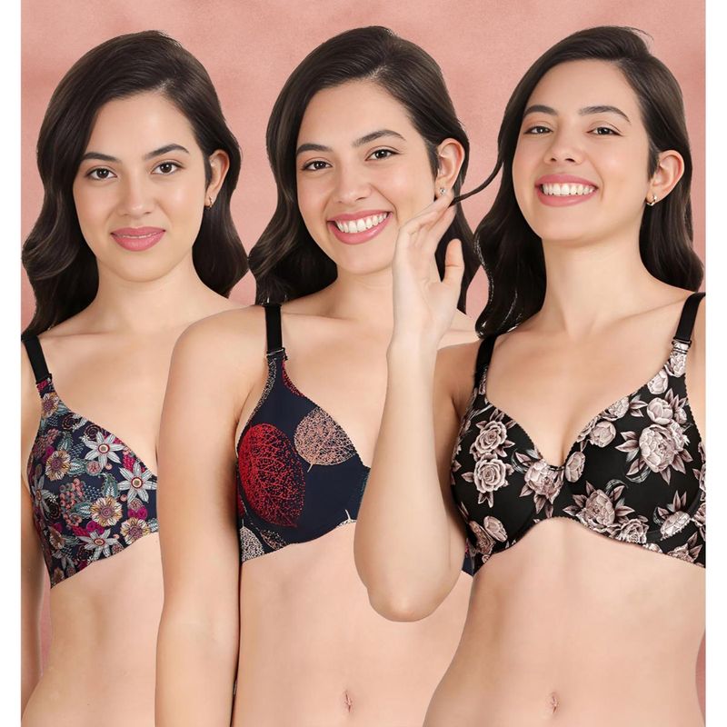 Shyaway Broad Winged Seamless Multiway Wired T-Shirt Bras (Pack of 3) (32B)