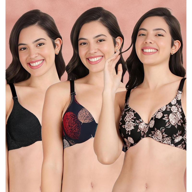 Shyaway Broad Winged Seamless Multiway Wired T-Shirt Bras (Pack of 3) (32B)