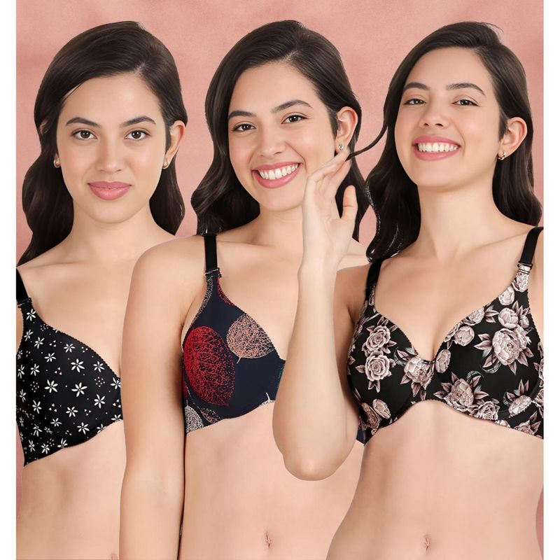 Shyaway Broad Winged Seamless Multiway Wired T-Shirt Bras (Pack of 3) (32B)