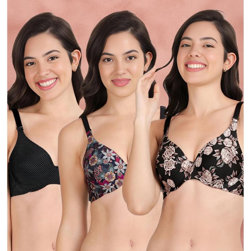 Shyaway Broad Winged Seamless Multiway Wired T-Shirt Bras (Pack of 3) (32B)