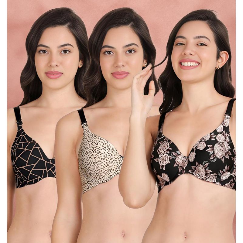 Shyaway Broad Winged Seamless Multiway Wired T-Shirt Bras (Pack of 3) (32B)