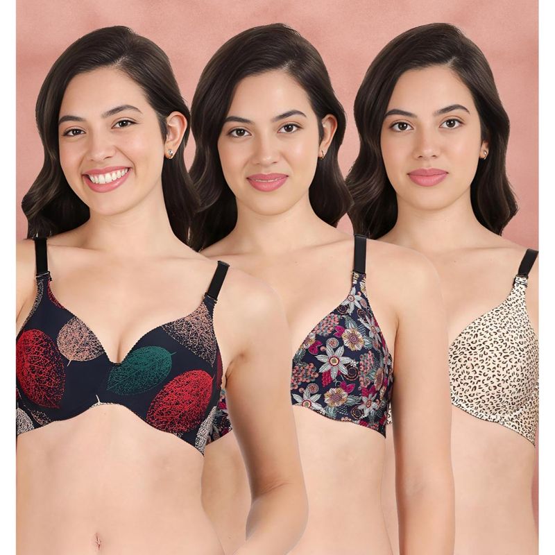 Shyaway Broad Winged Seamless Multiway Wired T-Shirt Bras (Pack of 3) (32B)